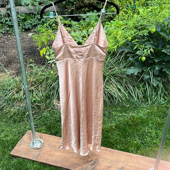 LENA MEDOYEFF SILK PINK MIDI DRESS OR SLIP XS - Picture 6 of 16